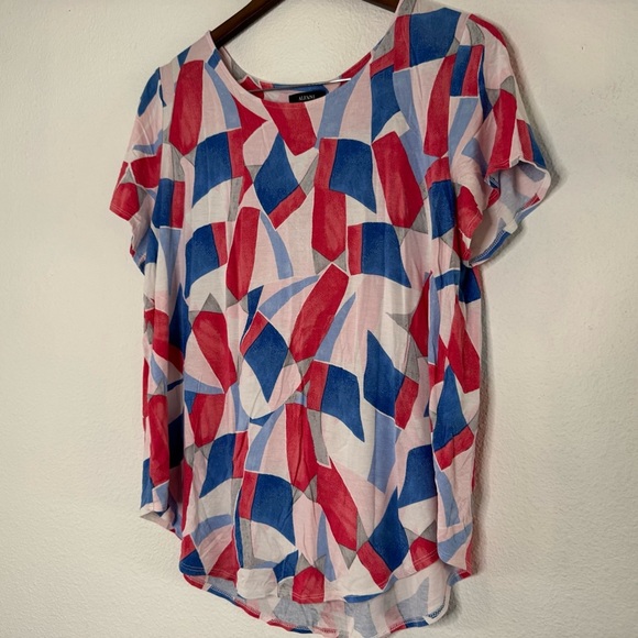 Abstract Patterned Short Sleeve Tee Casual Crewneck Lightweight Top 1X Plus - Picture 5 of 12